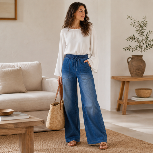 Clara | Vaqueros con cintura con cordón y pierna ancha