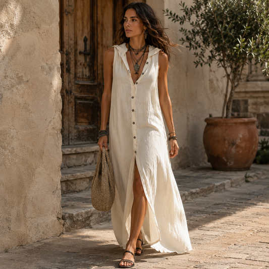 Penélope | Vestido midi elegante y casual con escote en V