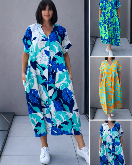 Vestido Estampado Fluido Cuello V