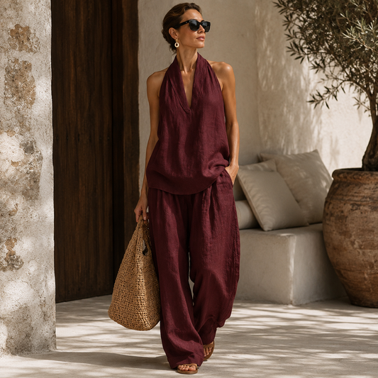 Ainhoa | Conjunto de dos piezas con textura de lino