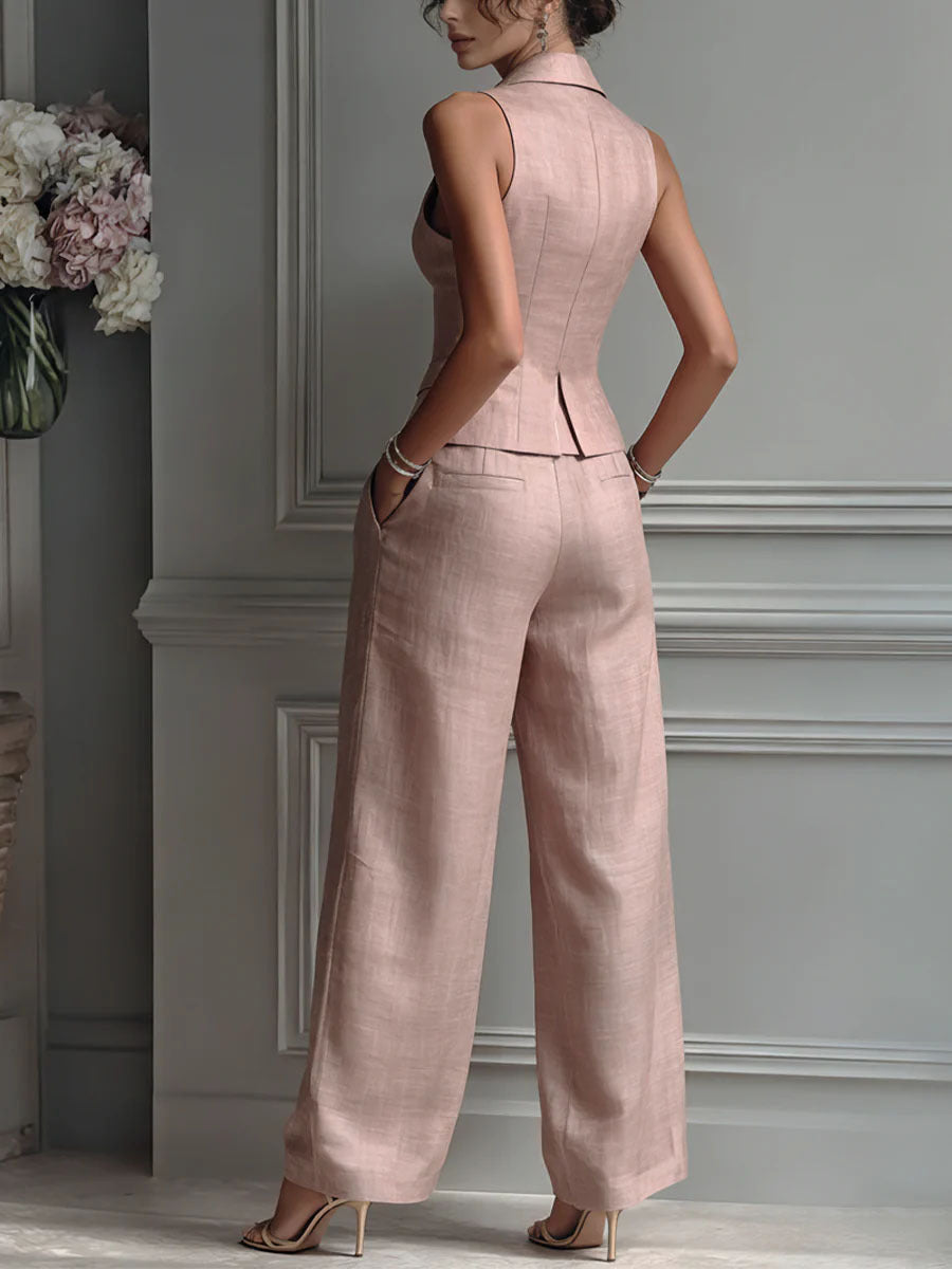 Karol | Conjunto de dos piezas para mujer con escote en V y botones