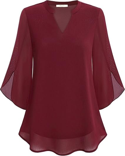 Blusa de gasa chiffon con escote en V