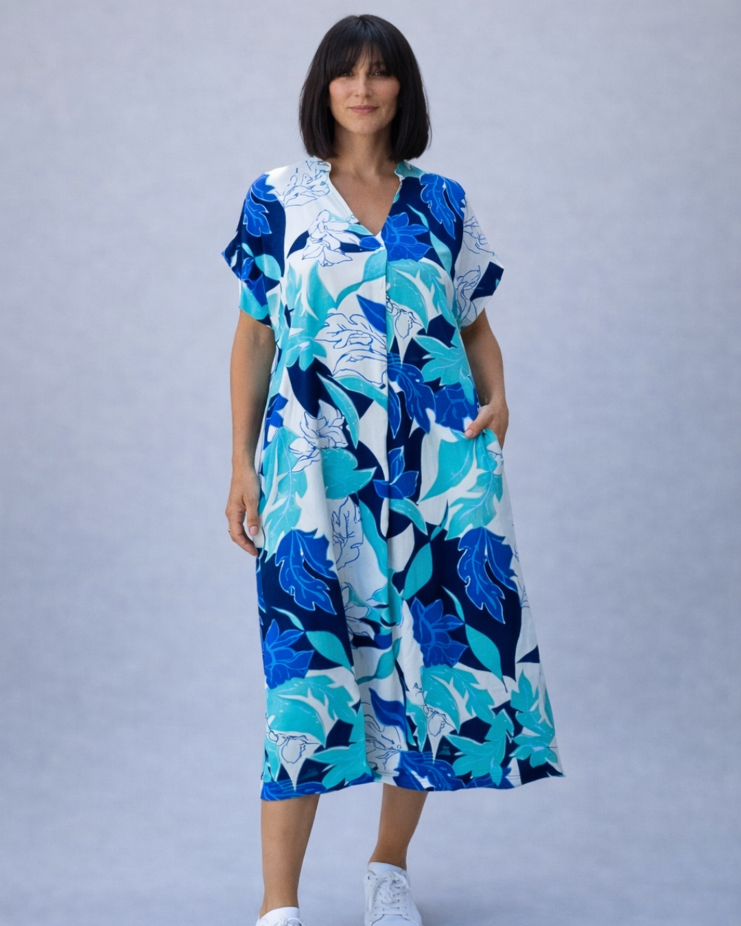 Vestido Estampado Fluido Cuello V