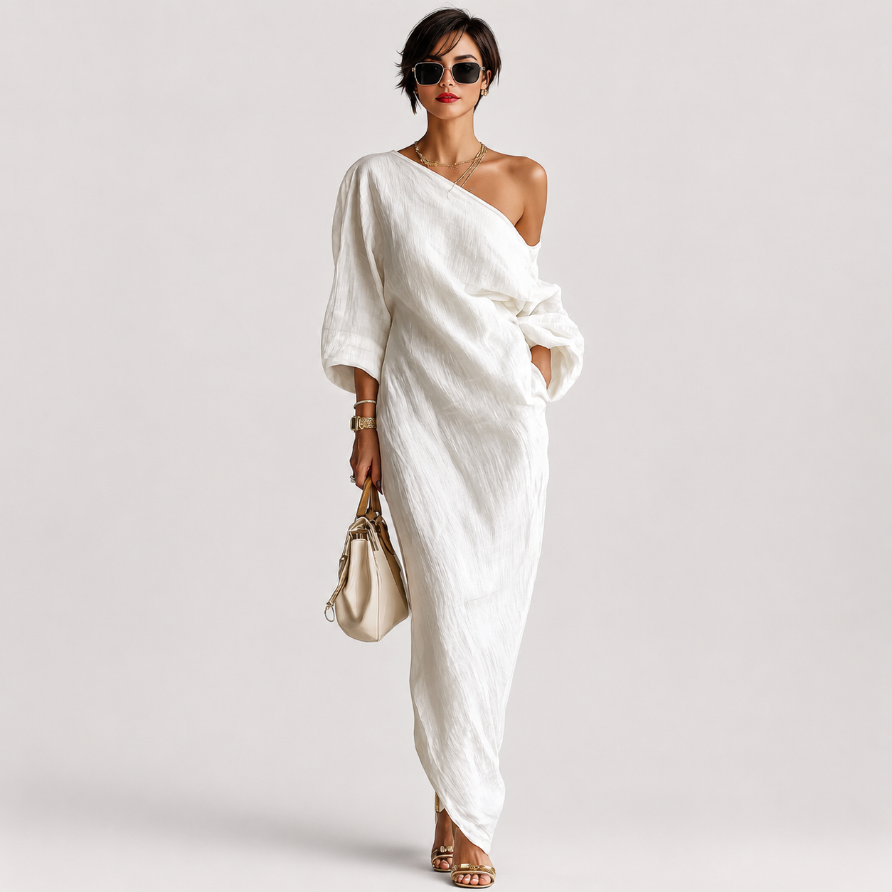 Melisa | Vestido maxi asimétrico, elegante y fluido