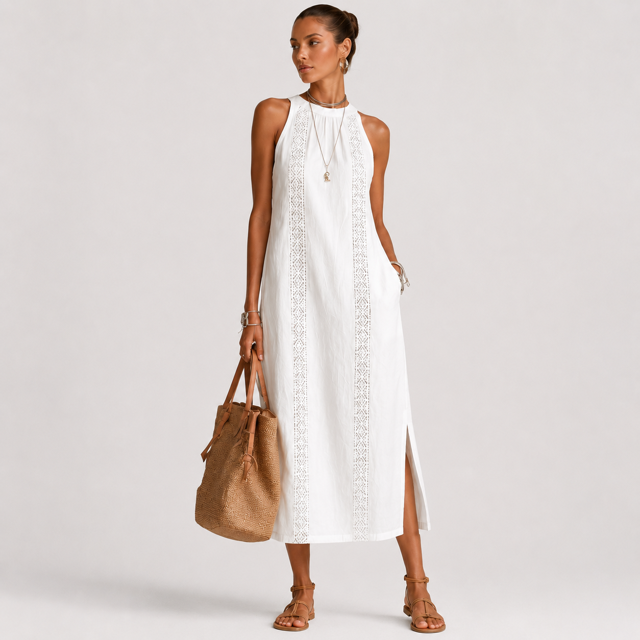 Jimena | Vestido Midi con textura de Lino