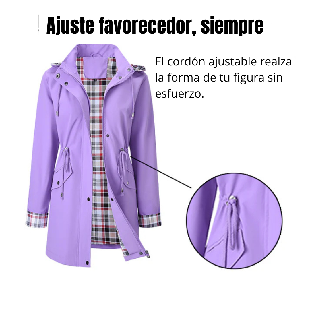 Chaqueta impermeable con forro de cuadros