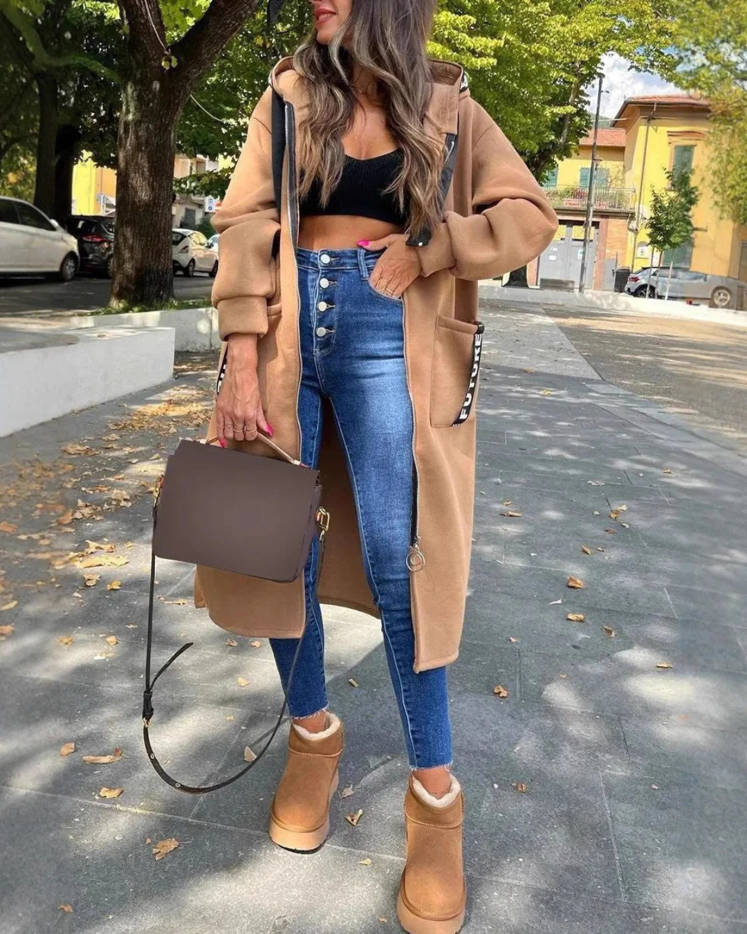 Sudadera larga con capucha