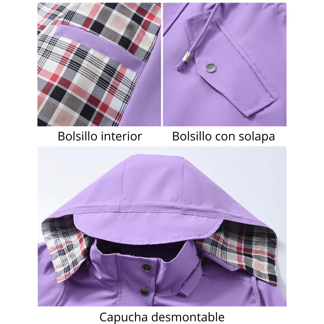 Chaqueta impermeable con forro de cuadros