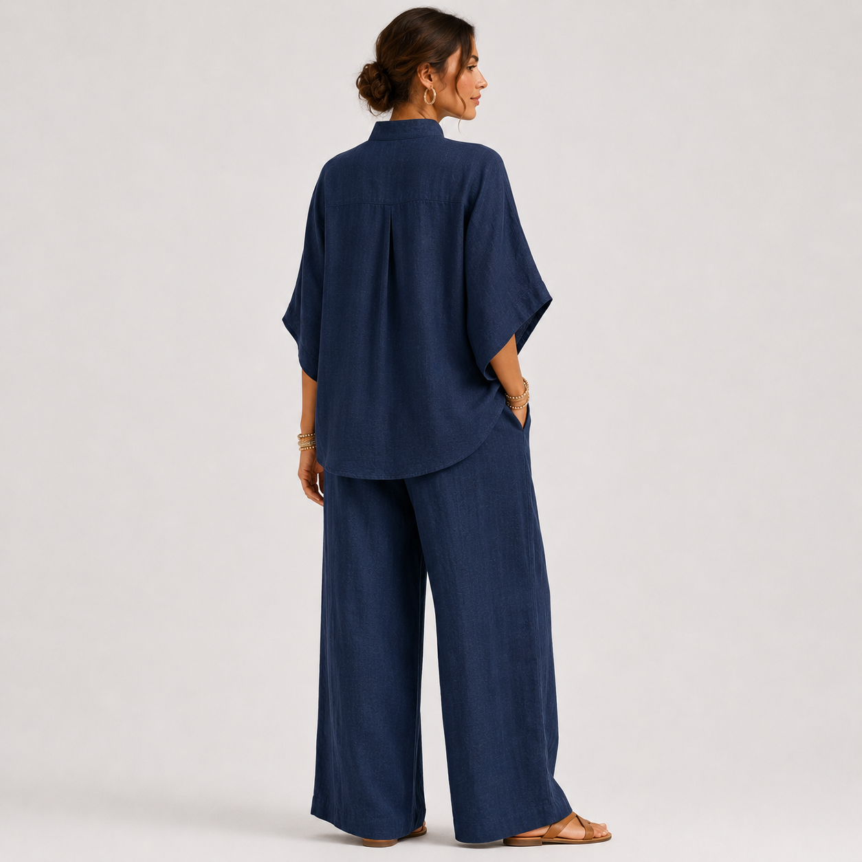 Maribel™ | Conjunto de lino con mangas murciélago y pantalón ancho