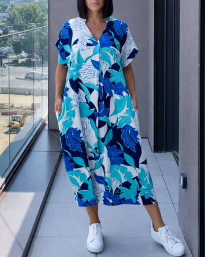 Vestido Estampado Fluido Cuello V
