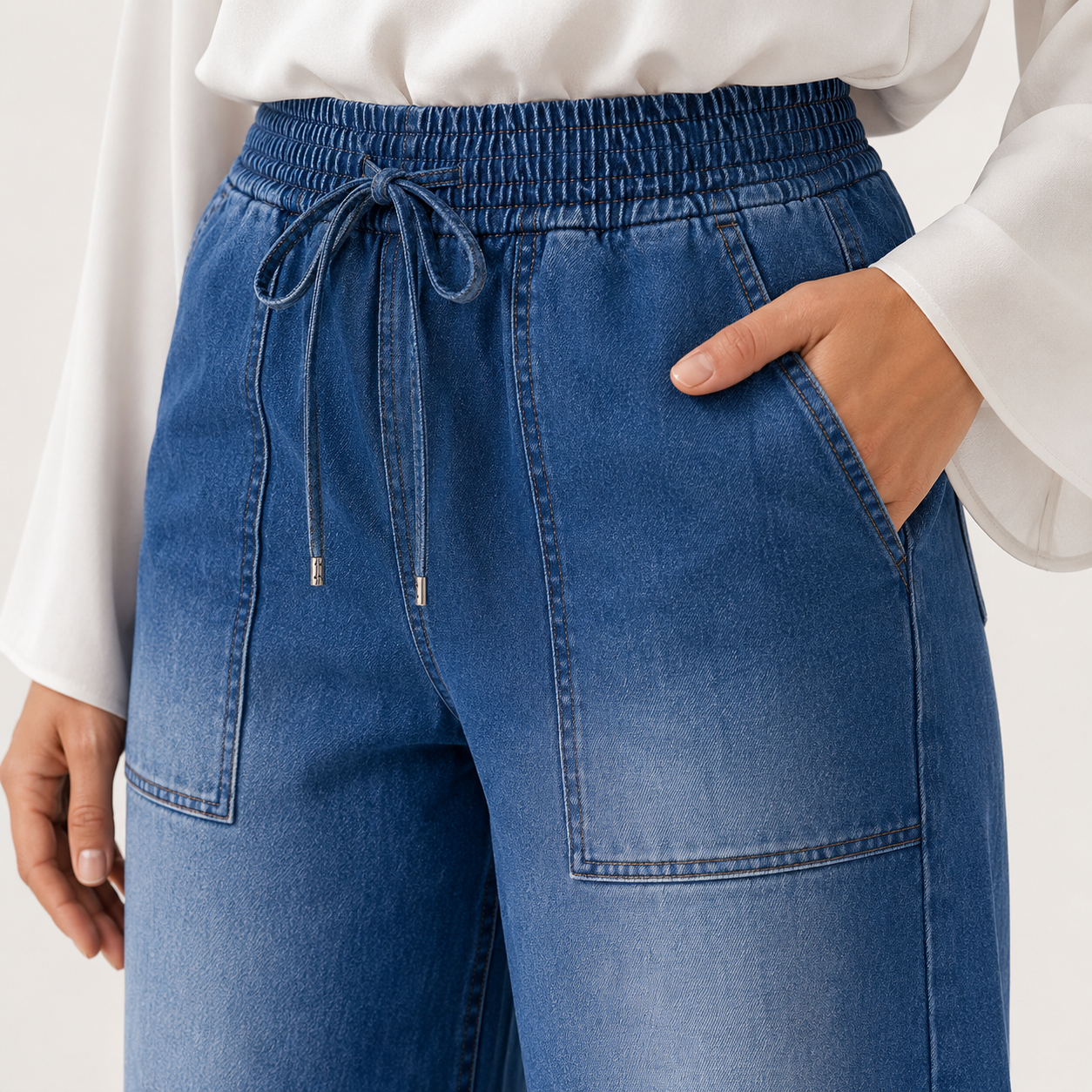 Clara | Vaqueros con cintura con cordón y pierna ancha