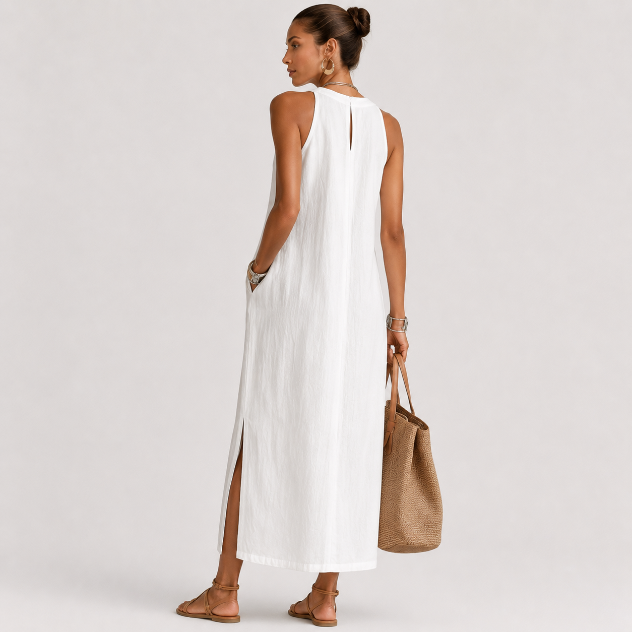 Jimena | Vestido Midi con textura de Lino