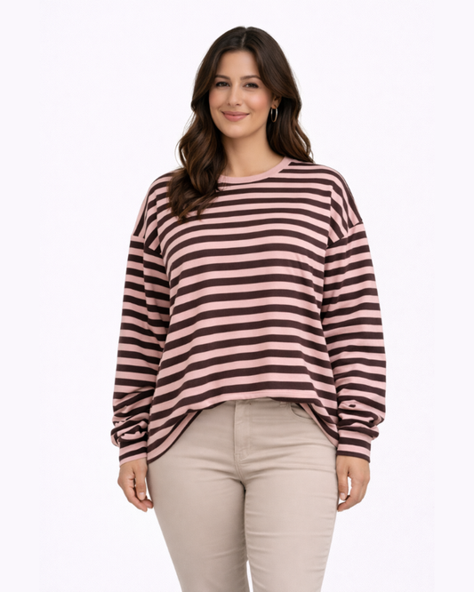 Camisa Rayas Marrón-Rosa