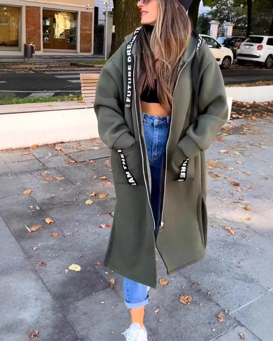 Sudadera larga con capucha