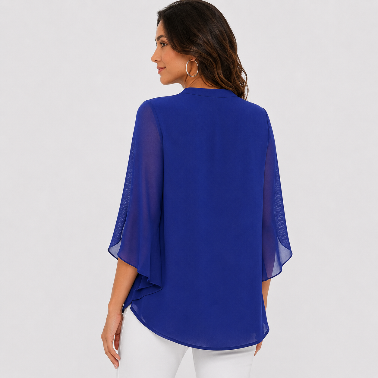 Blusa de gasa chiffon con escote en V
