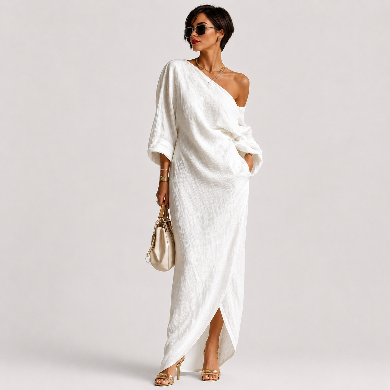 Melisa | Vestido maxi asimétrico, elegante y fluido
