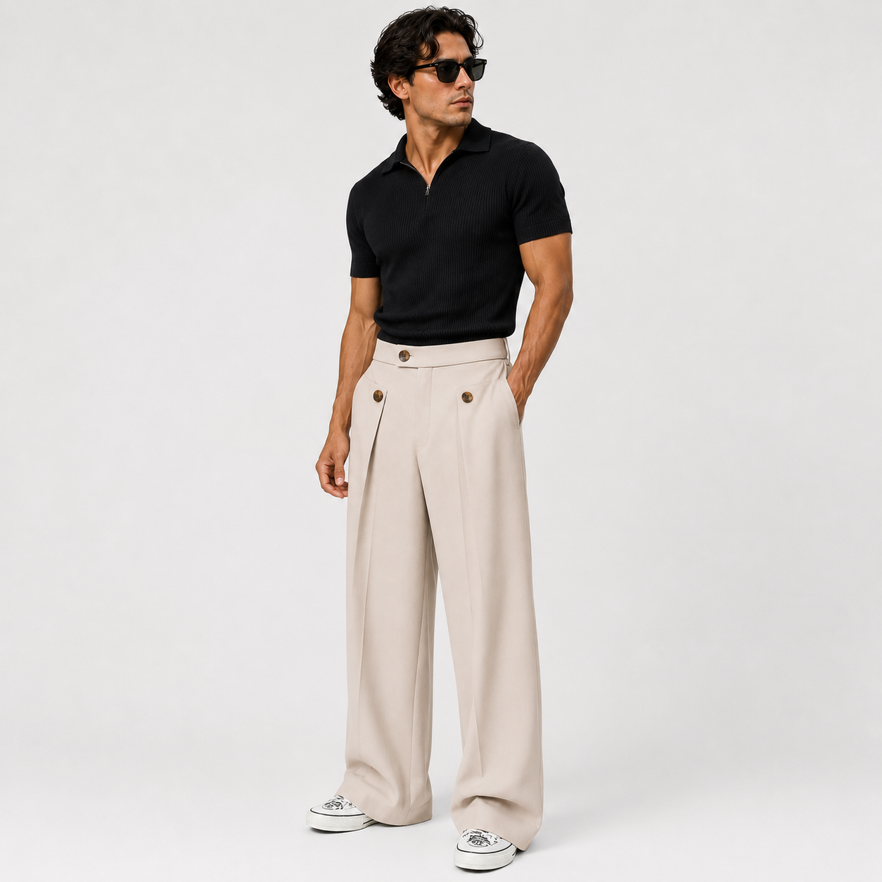 Mateo | Pantalón de Algodón de Pierna Ancha
