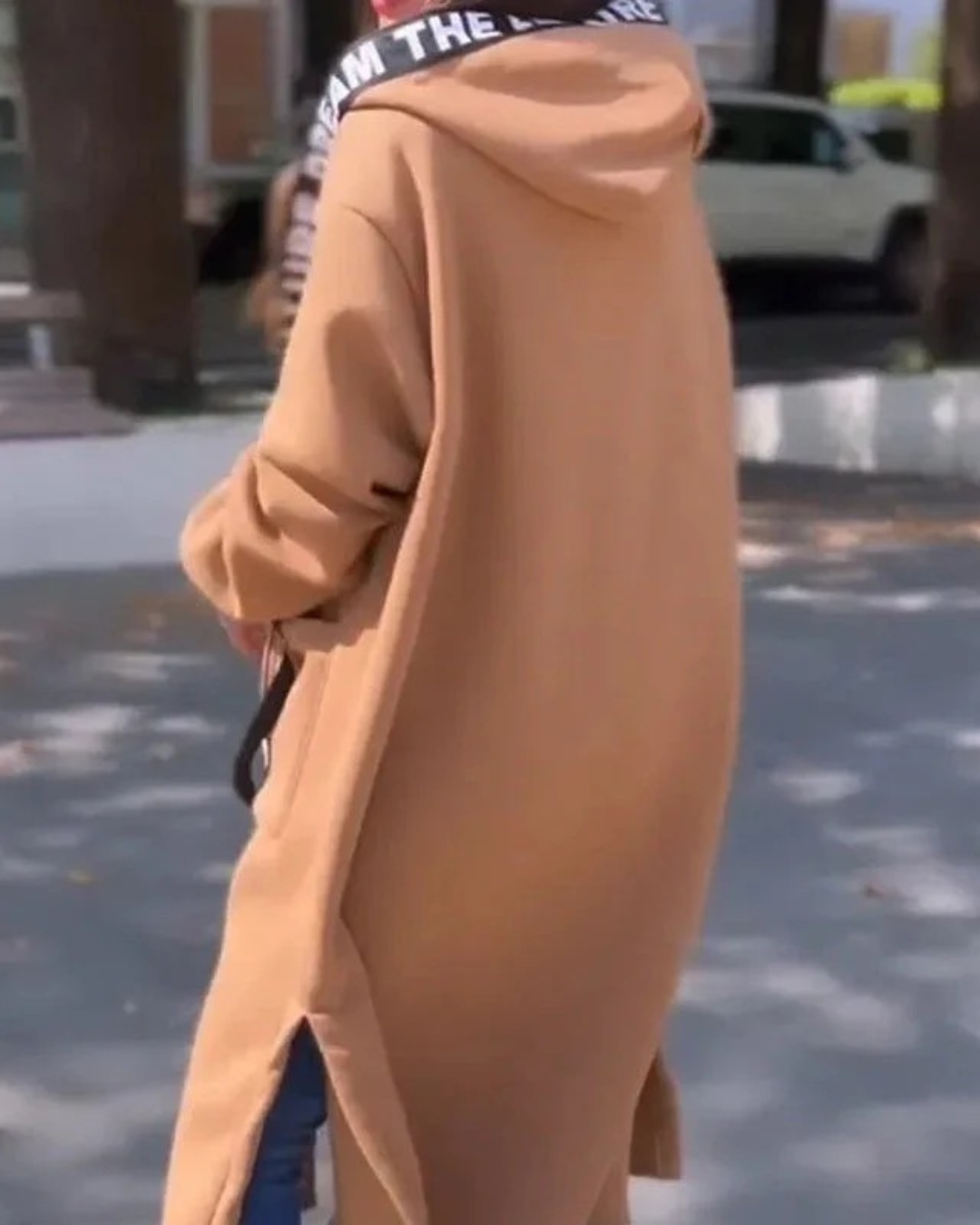 Sudadera larga con capucha