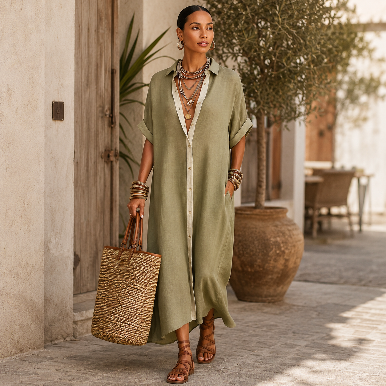 Anastasia | Vestido camisero largo con botones