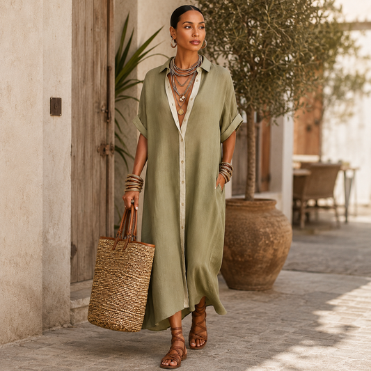 Anastasia | Vestido camisero largo con botones