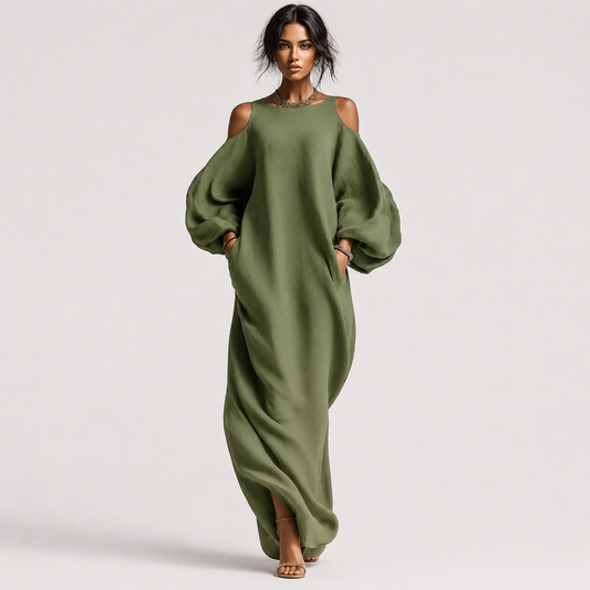 Susana | Vestido Maxi Fluido con Hombros al Aire