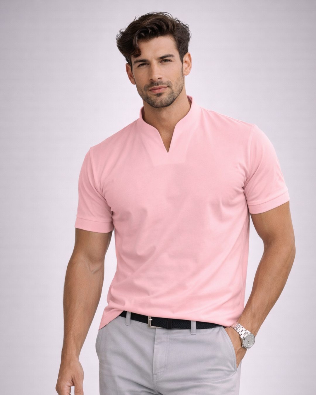 Camiseta de Algodón con Cuello en V