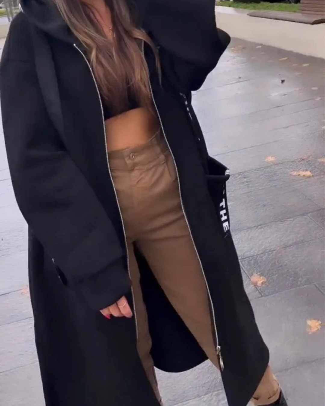 Sudadera larga con capucha