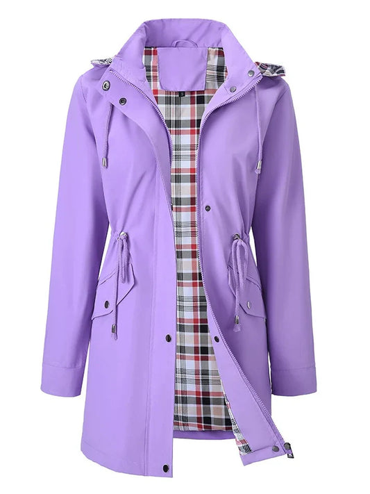 Chaqueta impermeable con forro de cuadros