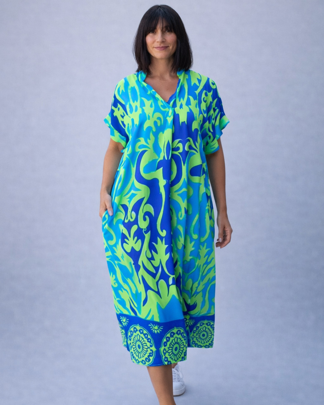 Vestido Estampado Fluido Cuello V