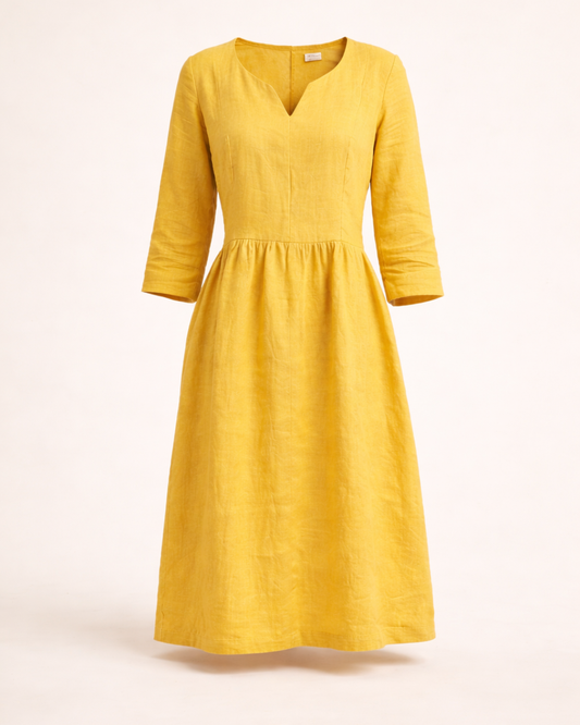Vestido Lino Escote V