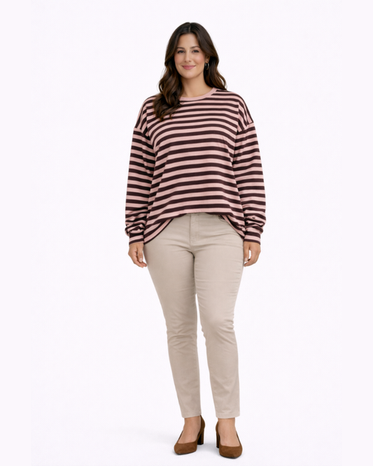 Camisa Rayas Marrón-Rosa