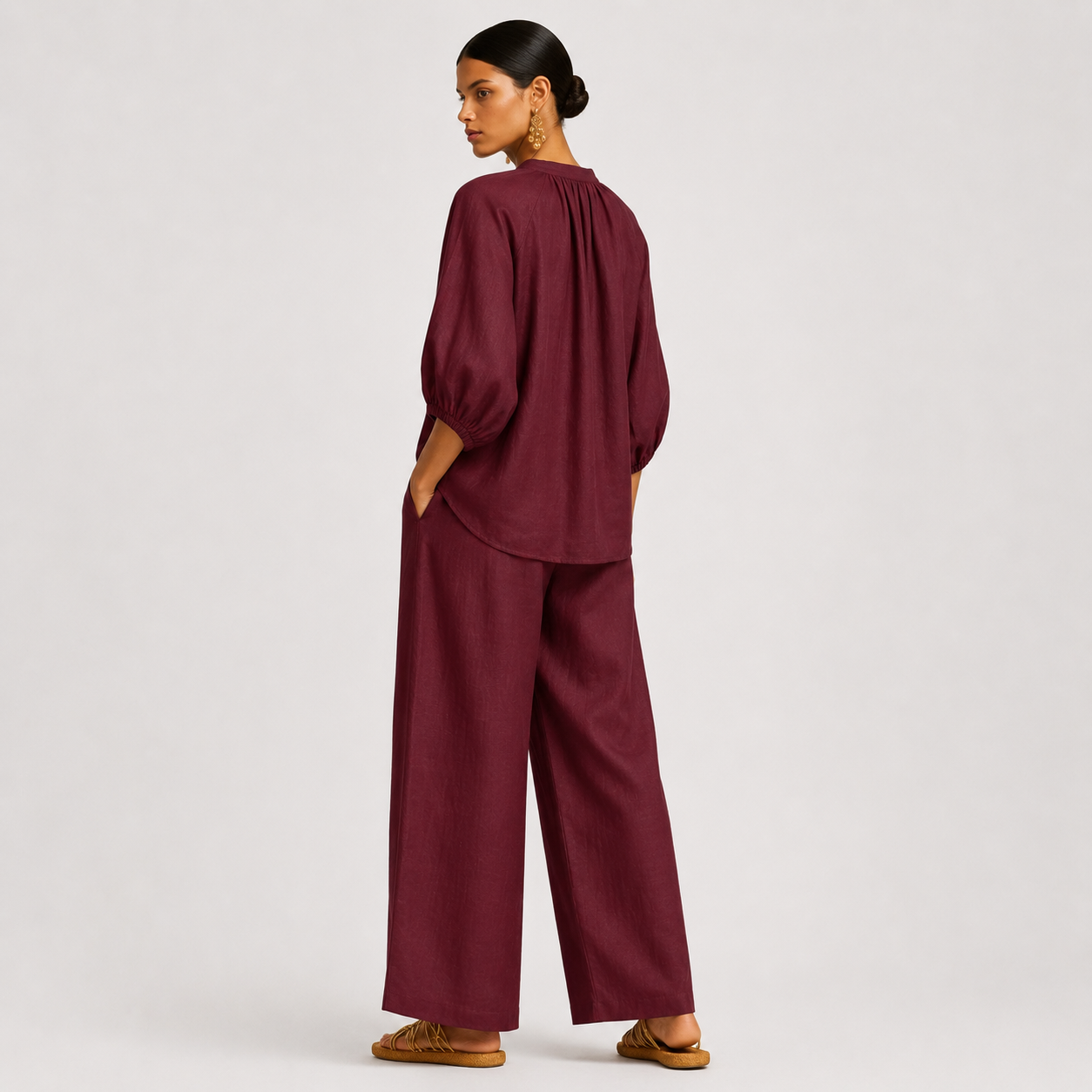 Alba | Conjunto de dos piezas: Camisa de estilo relajado y pantalón de pernera ancha
