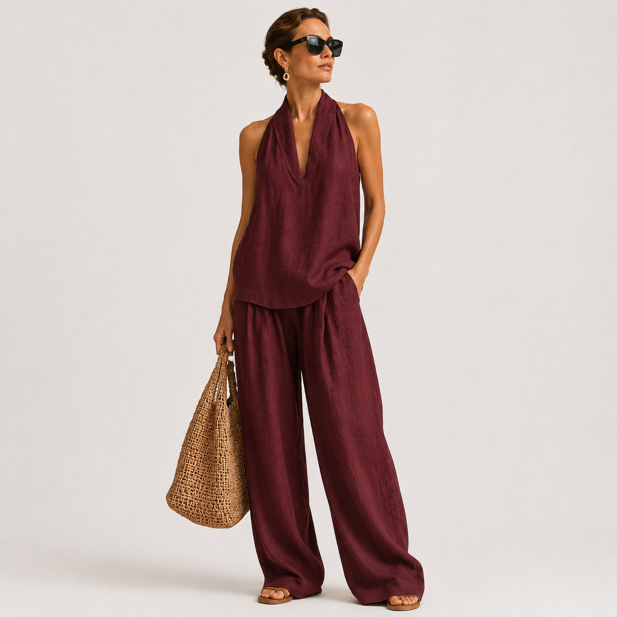 Ainhoa | Conjunto de dos piezas con textura de lino
