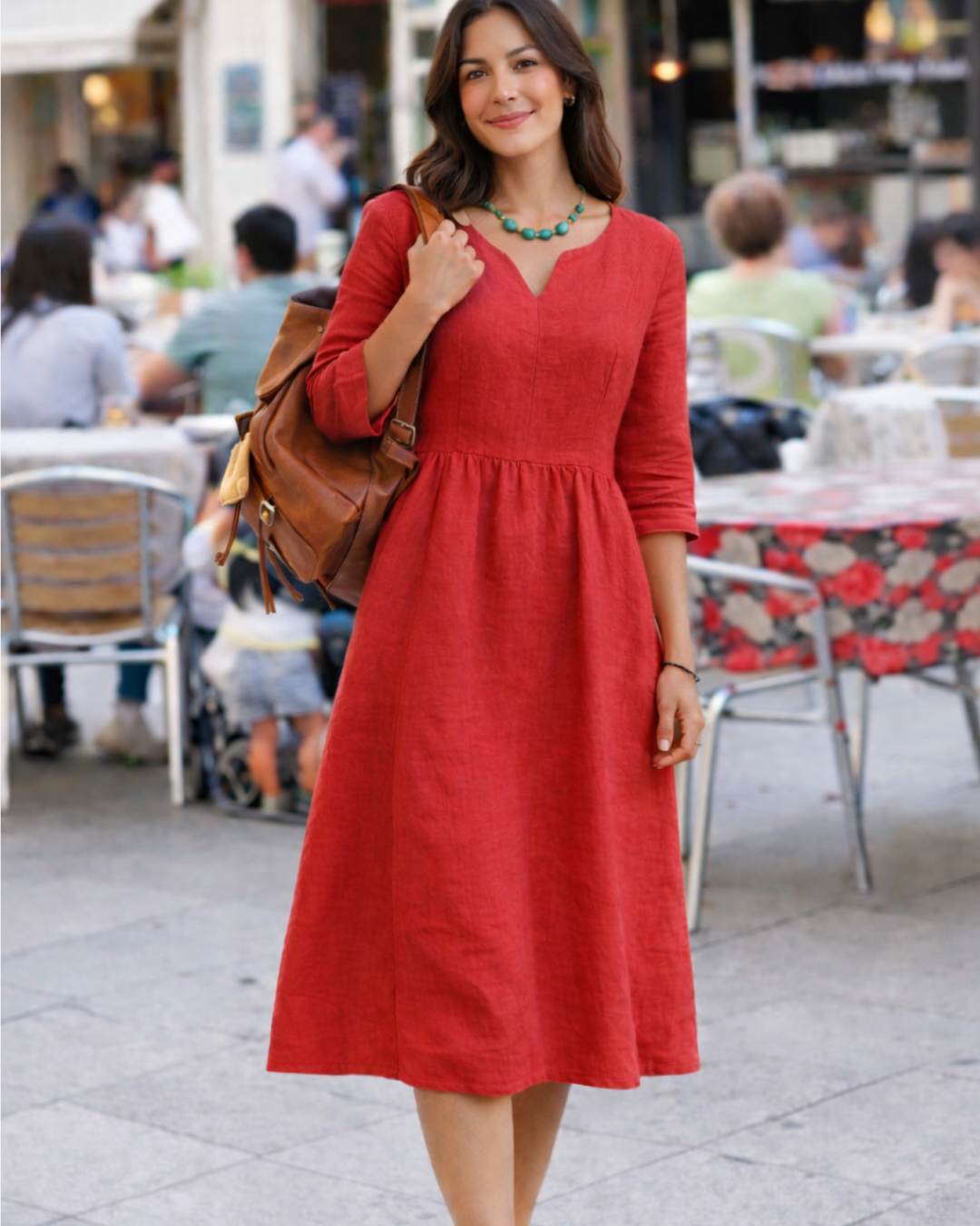 Vestido Lino Escote V