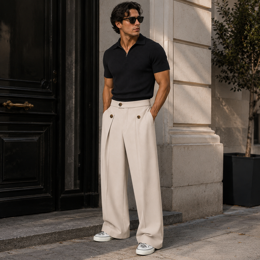 Mateo | Pantalón de Algodón de Pierna Ancha