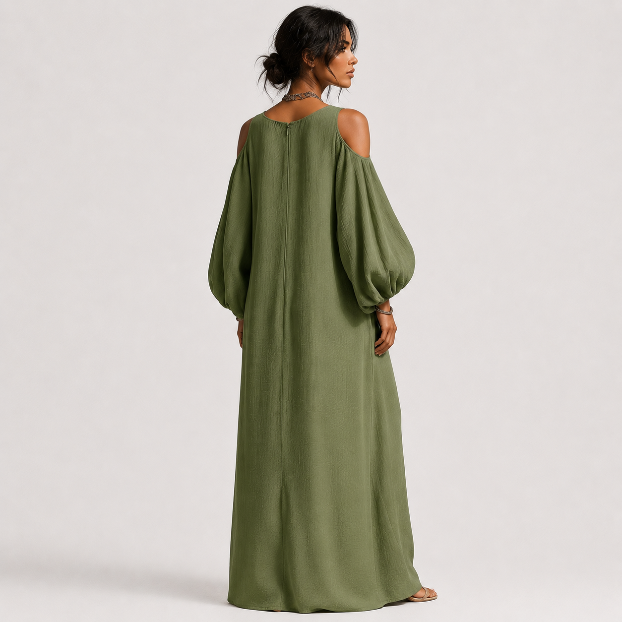 Susana | Vestido Maxi Fluido con Hombros al Aire