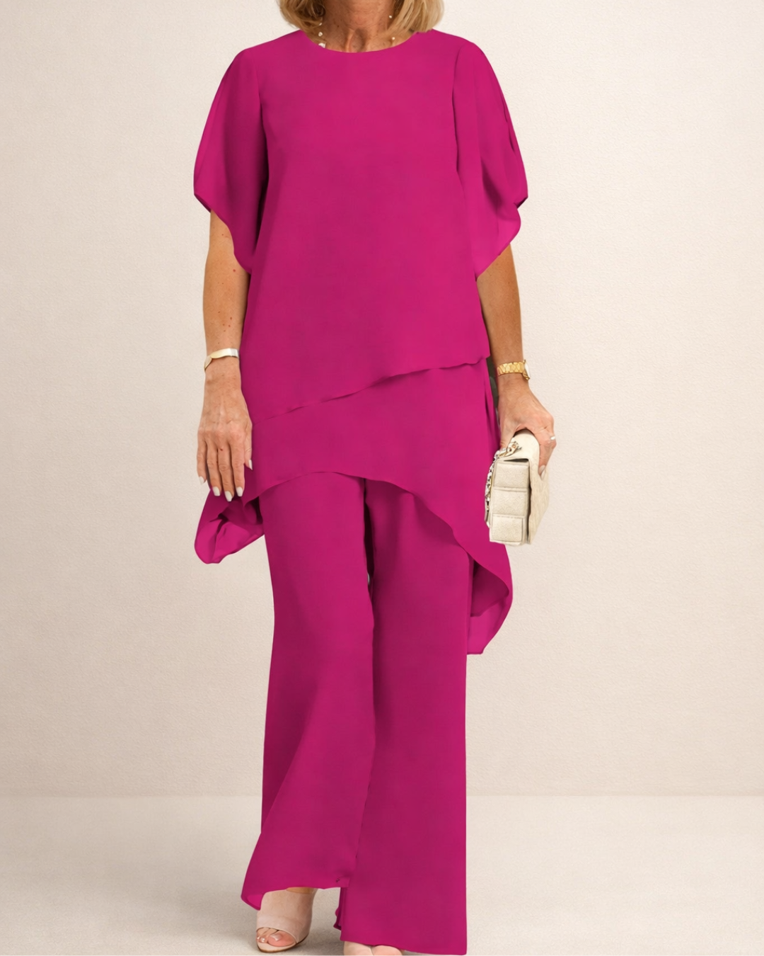 Conjunto Asimétrico con Pantalón de Pierna Ancha