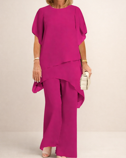 Conjunto Asimétrico con Pantalón de Pierna Ancha