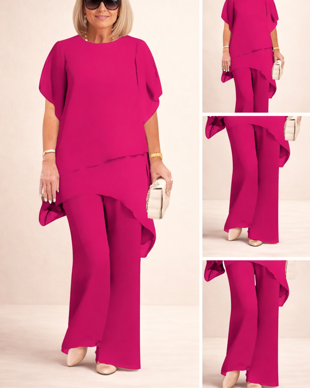 Conjunto Asimétrico con Pantalón de Pierna Ancha
