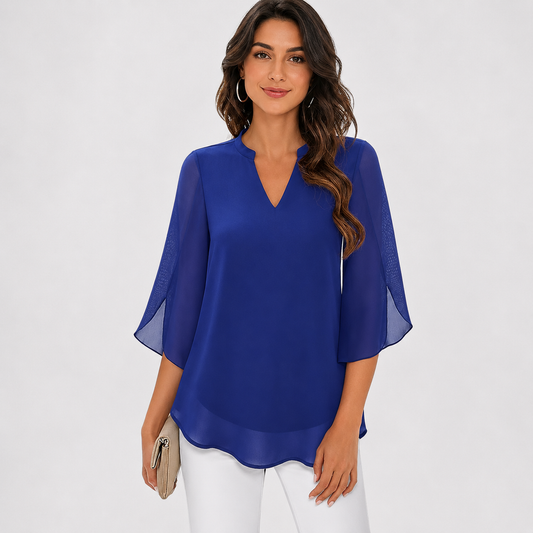 Blusa de gasa chiffon con escote en V