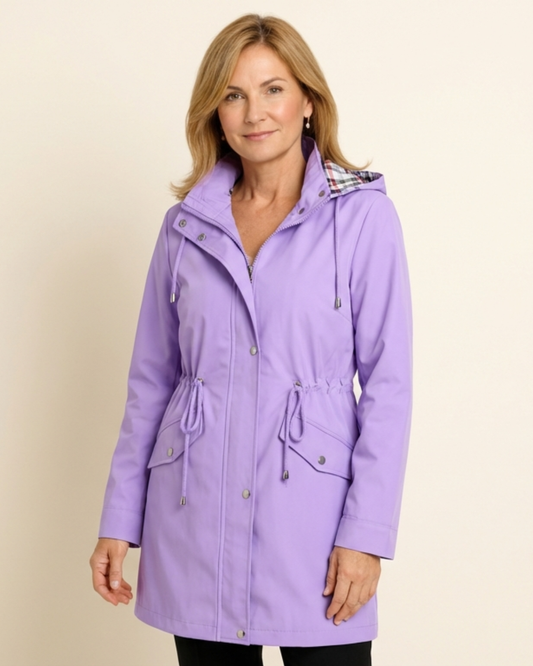 Chaqueta impermeable con forro de cuadros