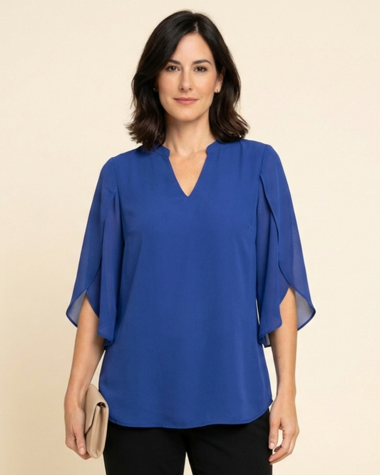 Blusa de gasa chiffon con escote en V