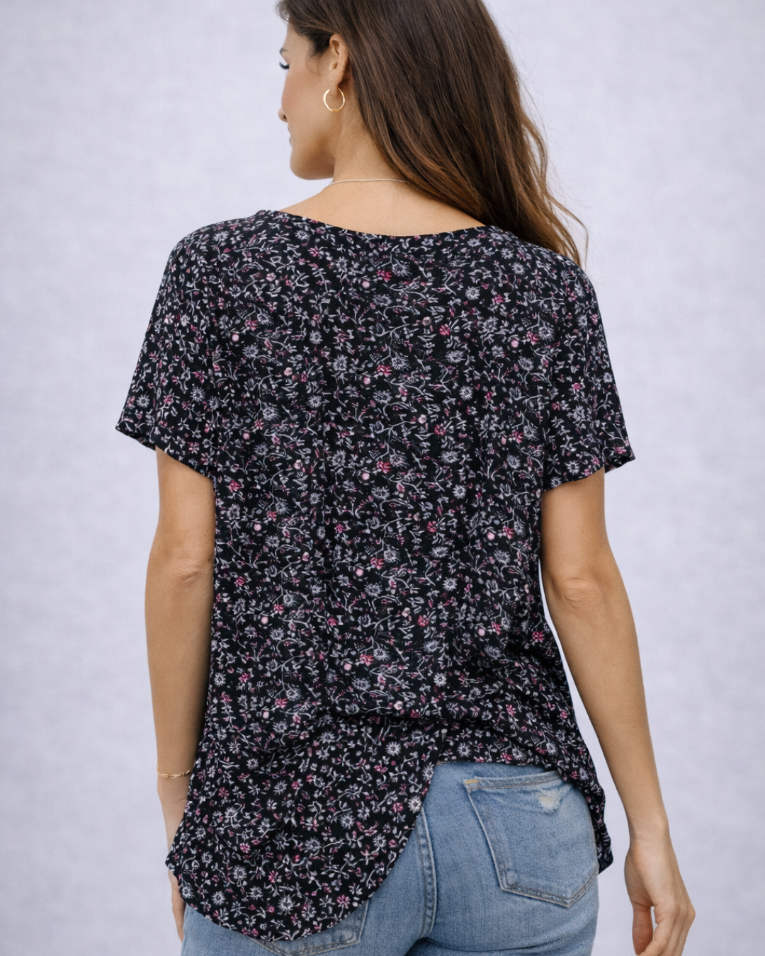 Blusa de Manga Corta con Estampado Floral