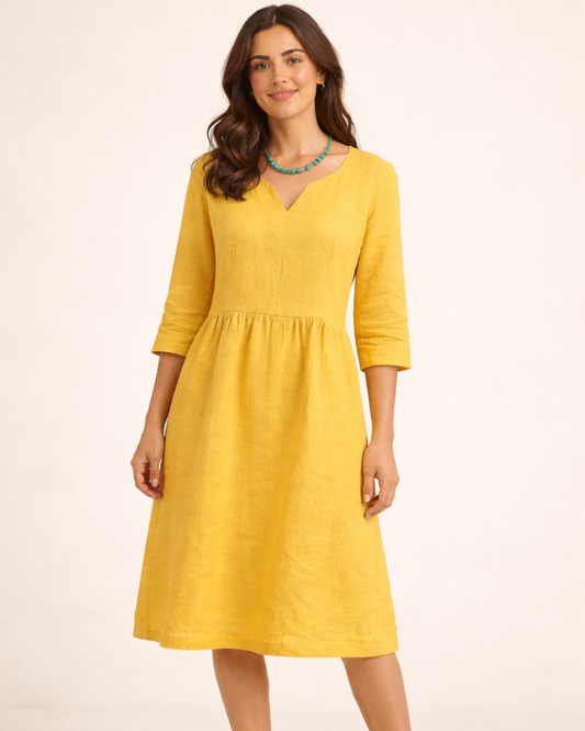 Vestido Lino Escote V