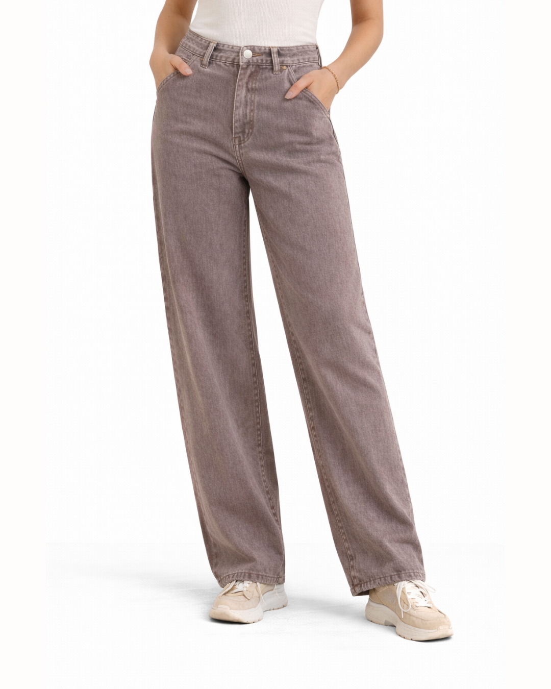 Vaqueros Pierna Ancha Taupe