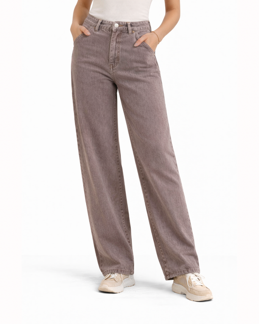 Vaqueros Pierna Ancha Taupe