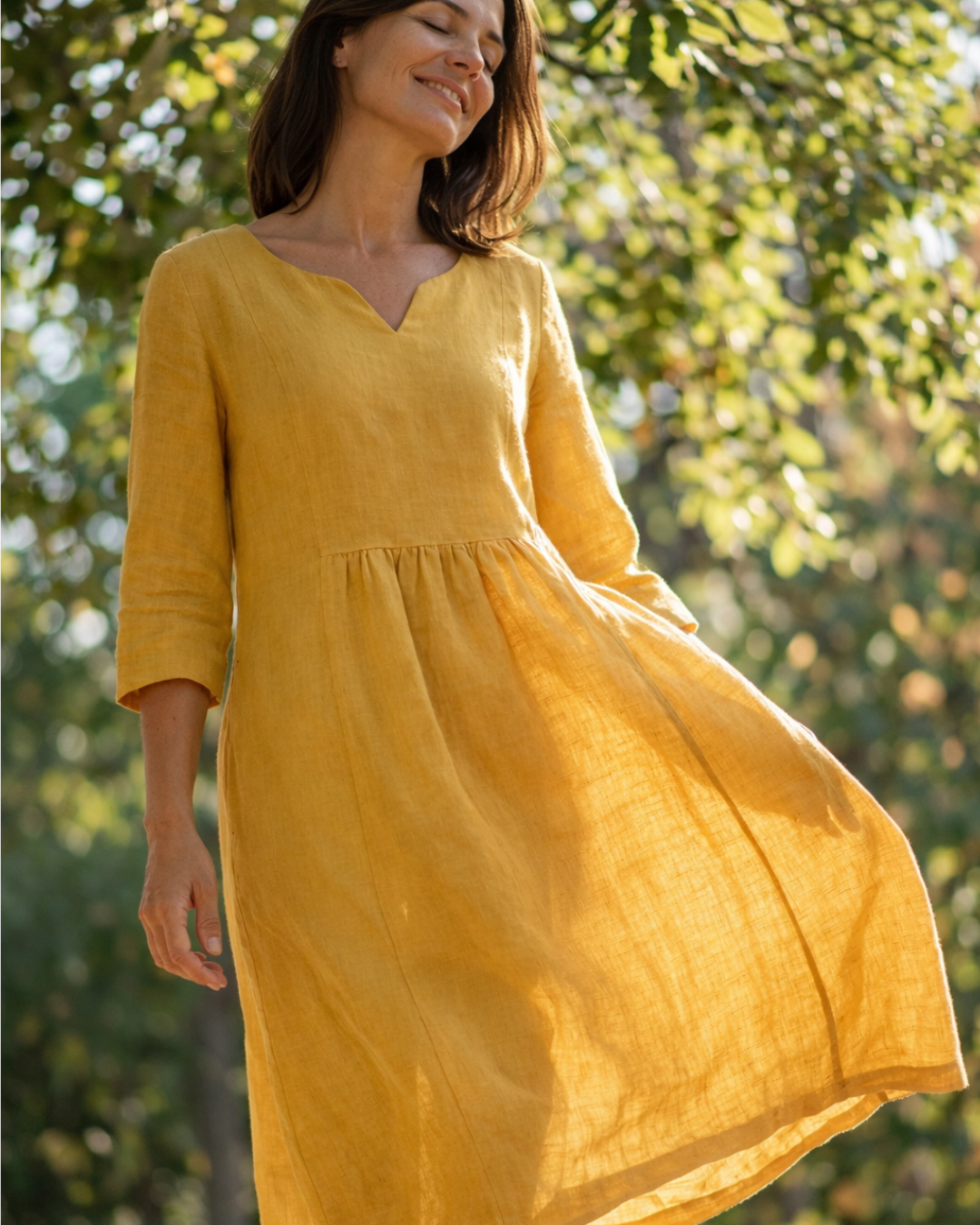 Vestido Lino Escote V