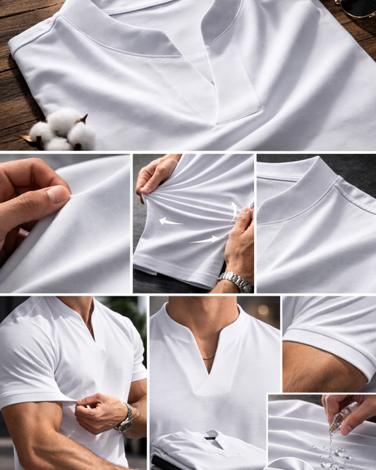 Camiseta de Algodón con Cuello en V
