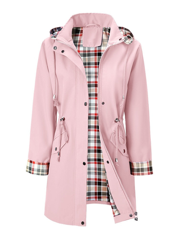 Chaqueta impermeable con forro de cuadros