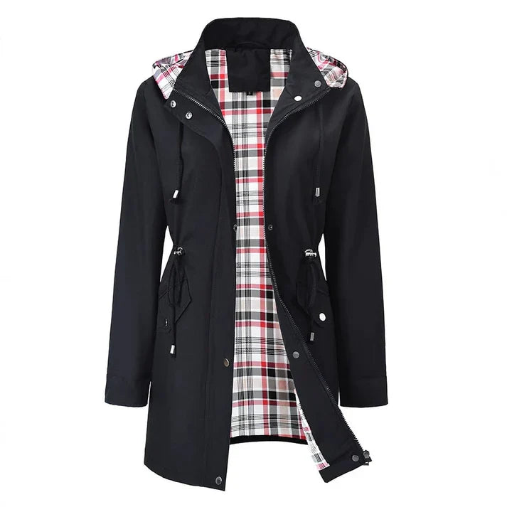 Chaqueta impermeable con forro de cuadros
